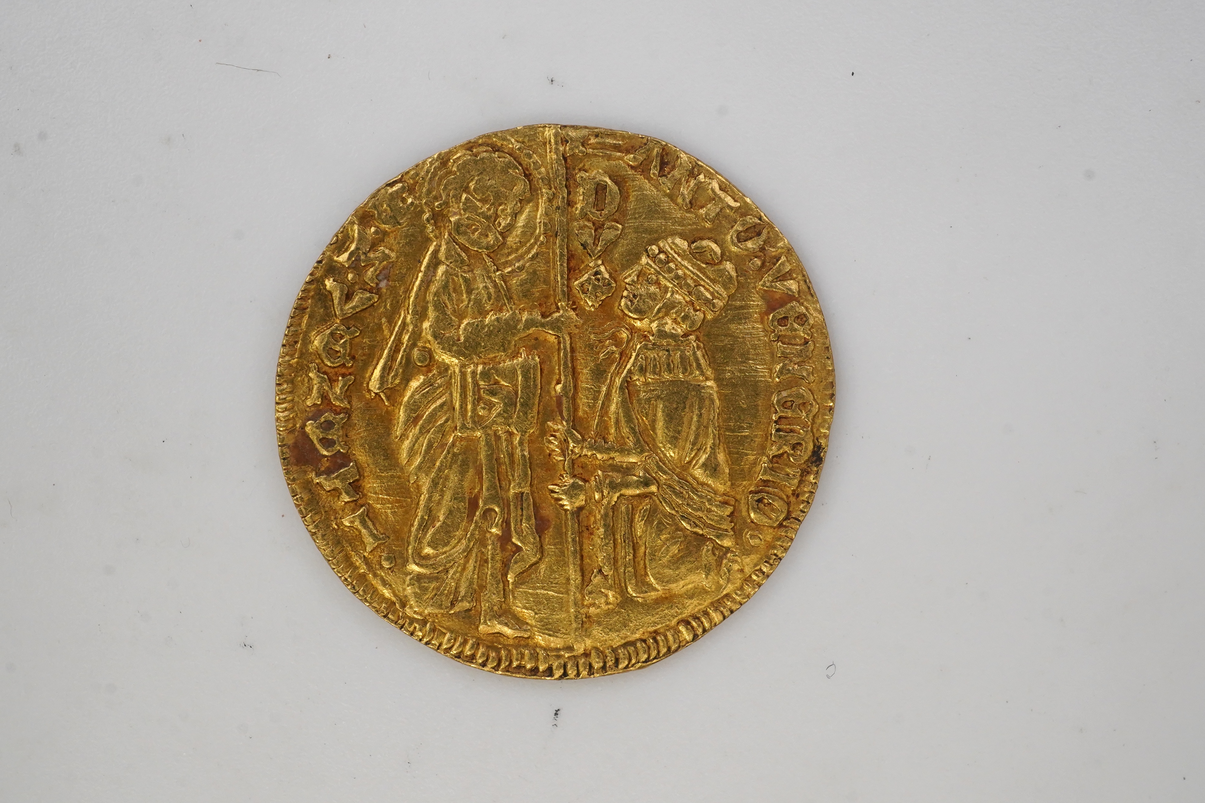 A medieval gold zecchino coin, Republic of Venice, Antonio Venier (1382-1400)